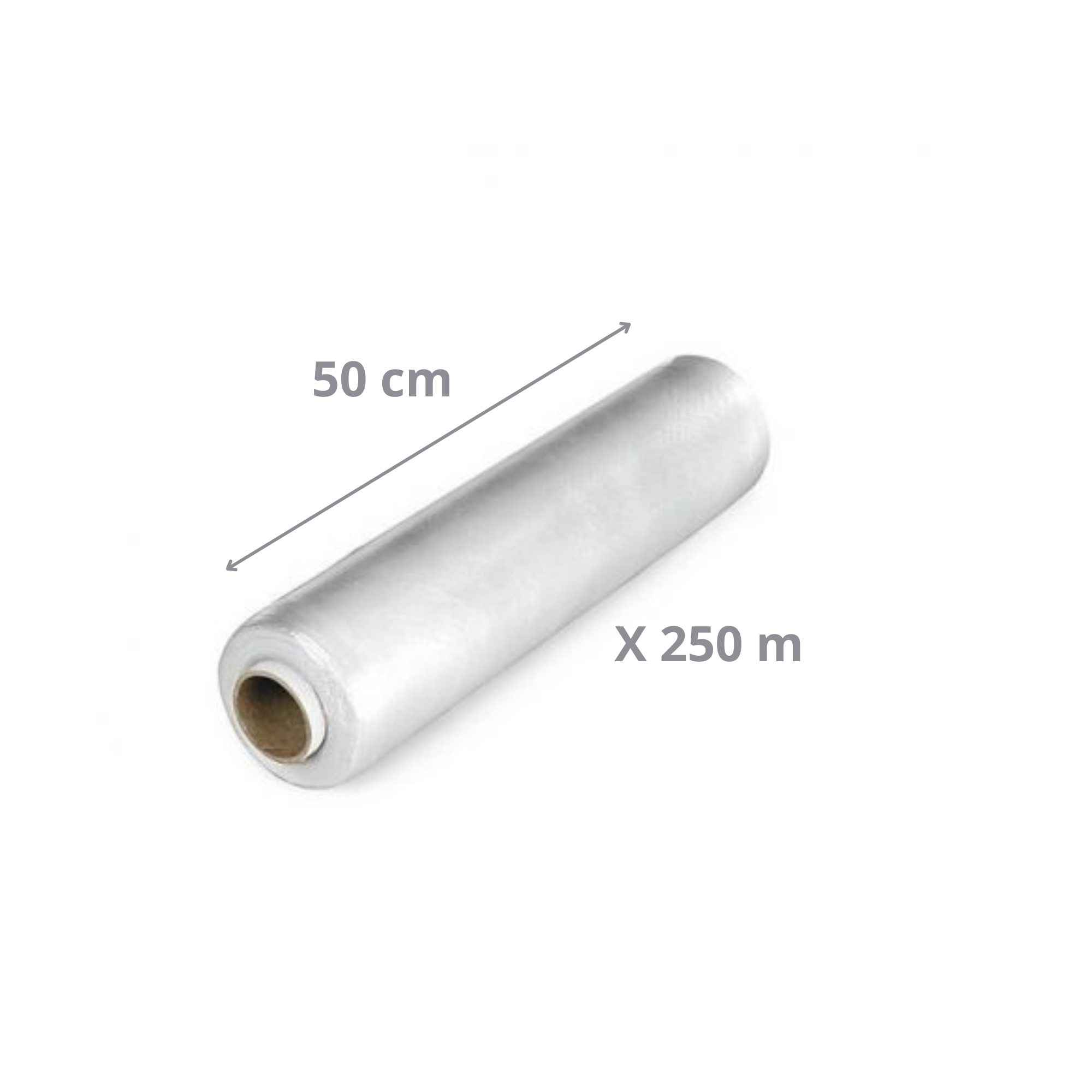 Rouleau de film étirable d'emballage manuel transparent 50 cm x 250 m, 20 microns